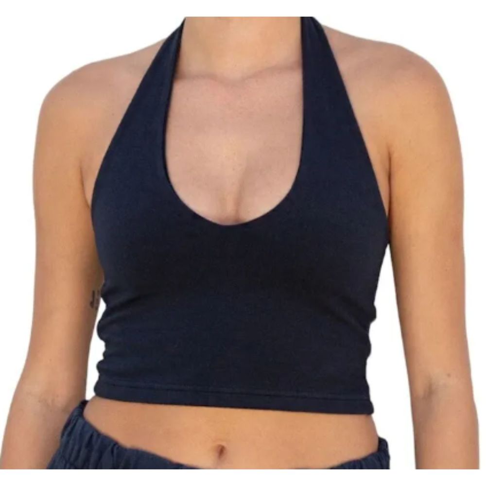 Brandy Melville Black Halter Crop Top Back Adjustable Tie Perfect Summer Beach S